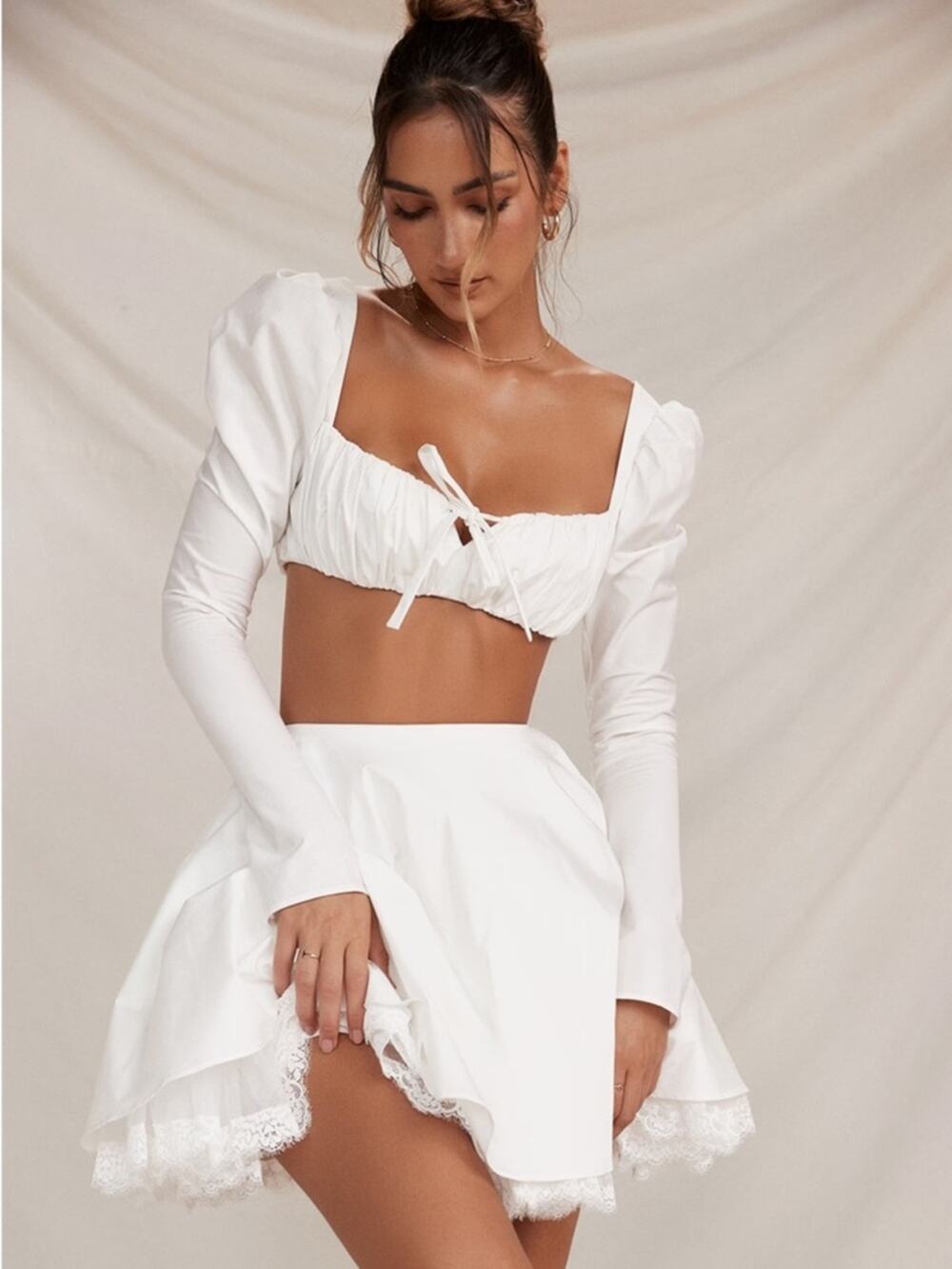 House of CB Shira White Puff Sleeve Top XS